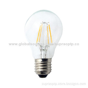 E27/4W LED filament bulb light with 360 degree beam angle, 100lm/W, 185-265V input voltages